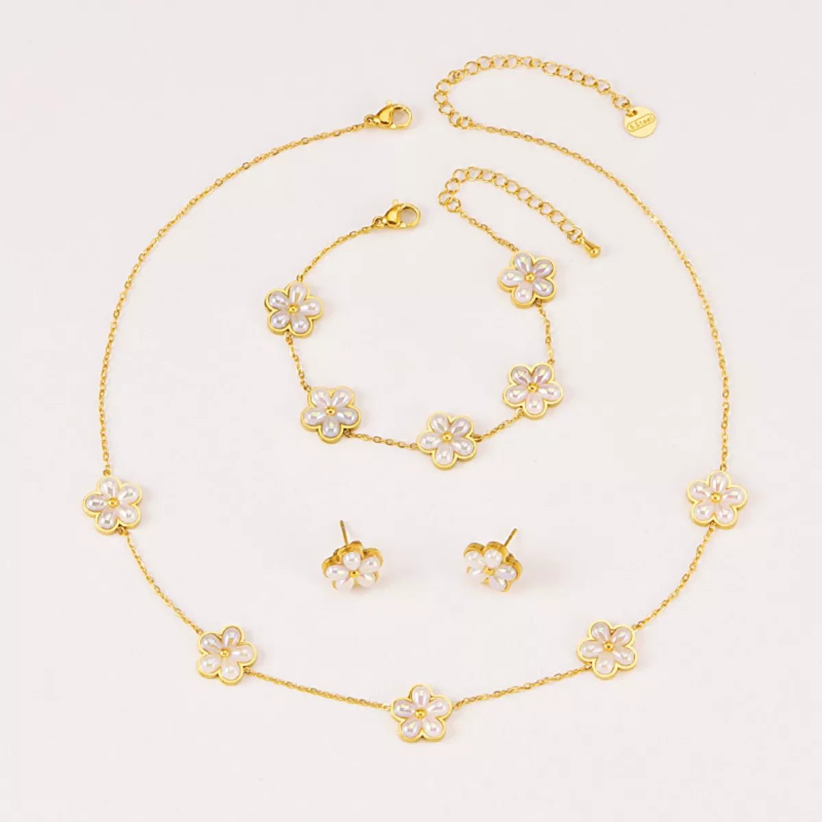 18K Gold - Plated Flower Jewelry Set - 
