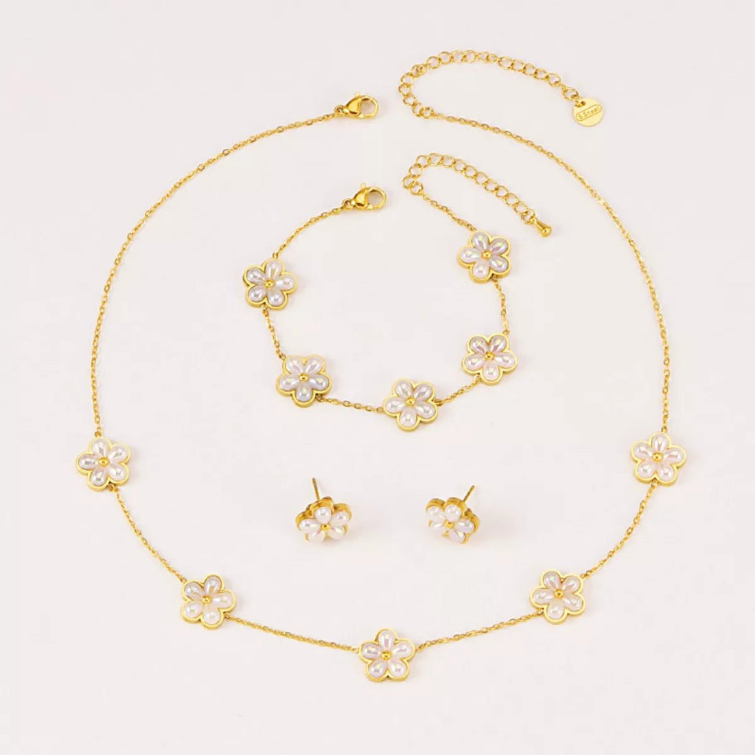 18K Gold - Plated Flower Jewelry Set - 