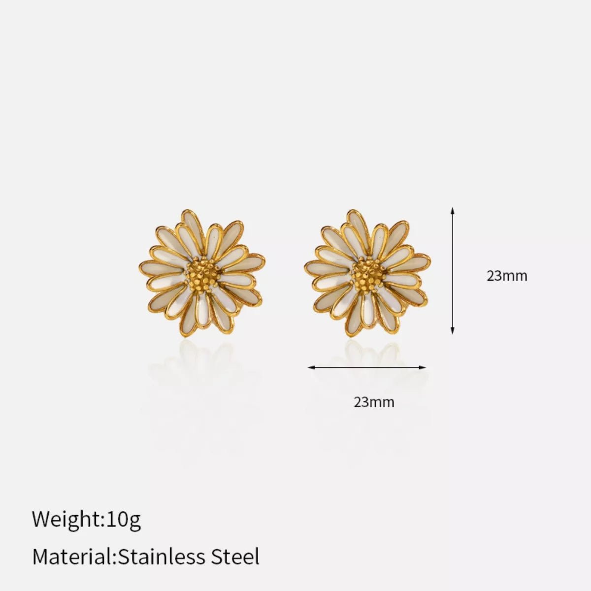 18K Gold - Plated Flower Stud Earrings - 