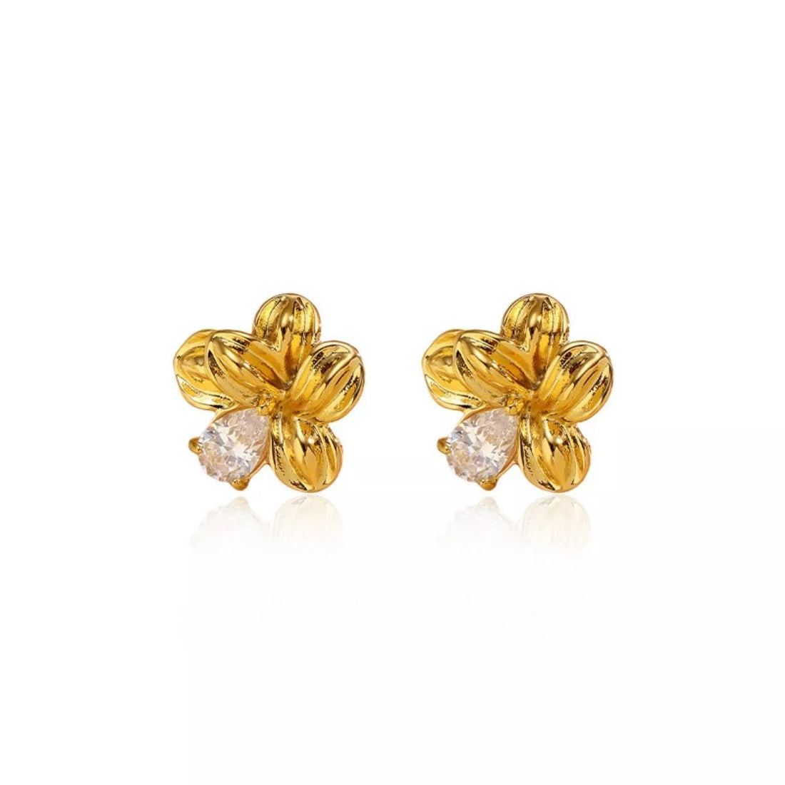 18K Gold - Plated Flower Stud Earrings - 