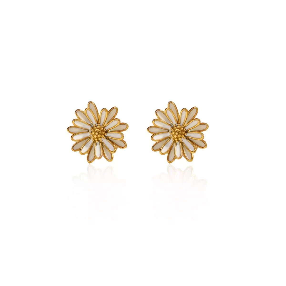 18K Gold - Plated Flower Stud Earrings - 