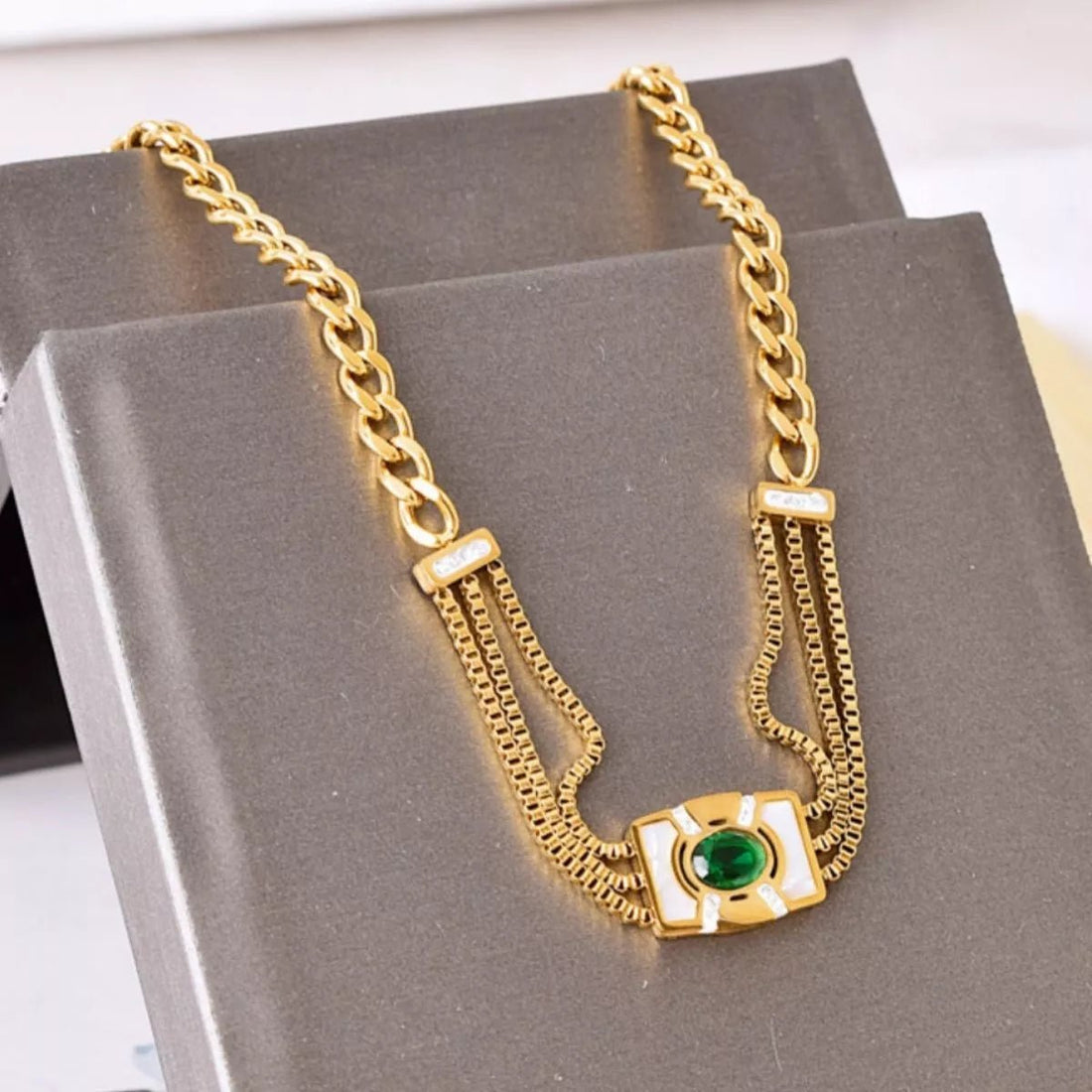 18K Gold - Plated Geometric Necklace - 