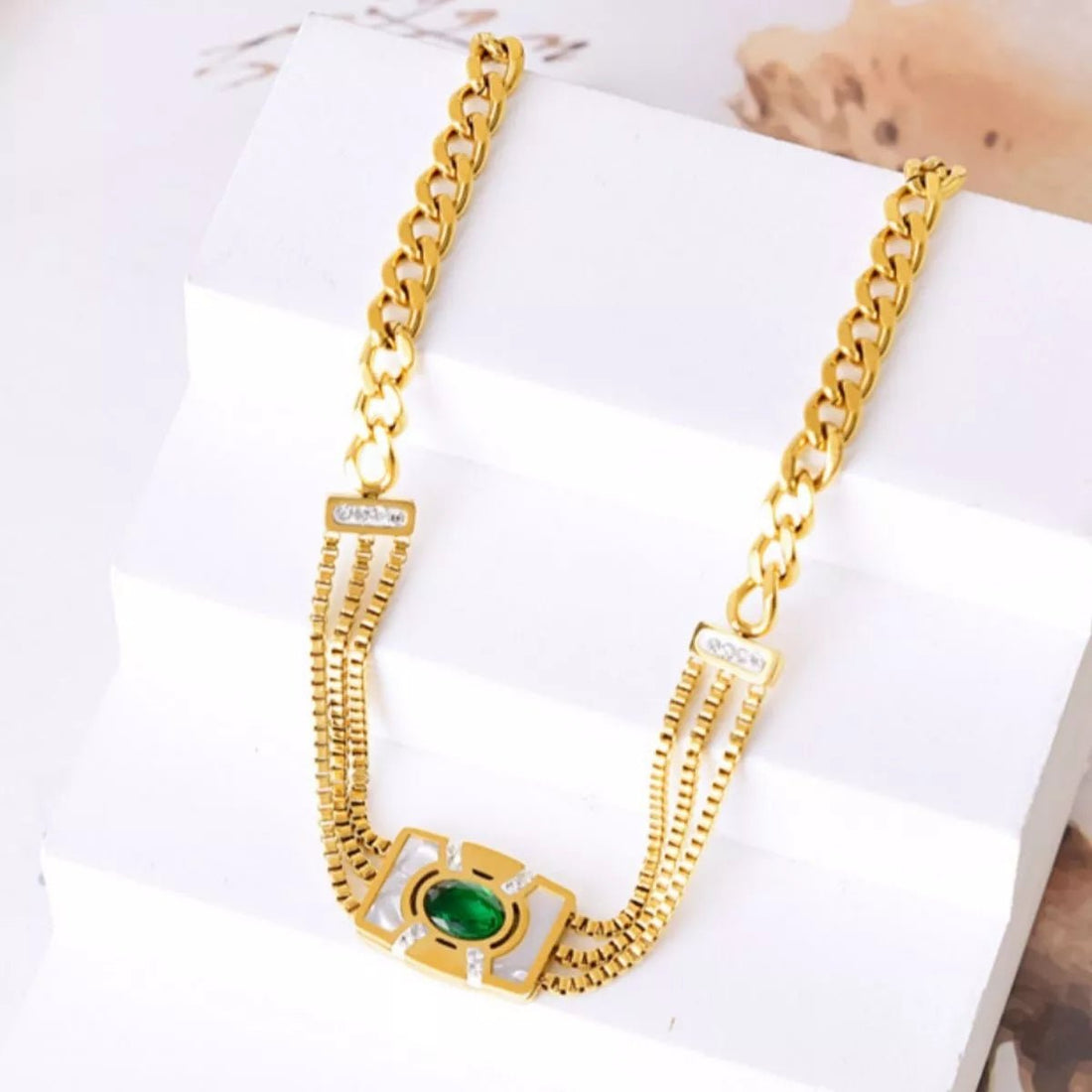 18K Gold - Plated Geometric Necklace - 