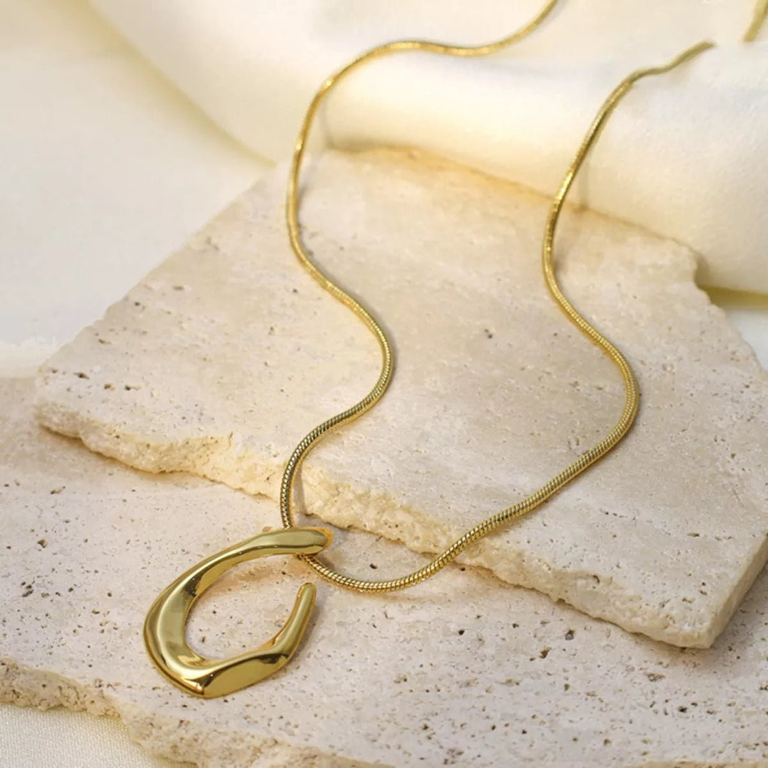 18K Gold - Plated Geometric Necklace - 