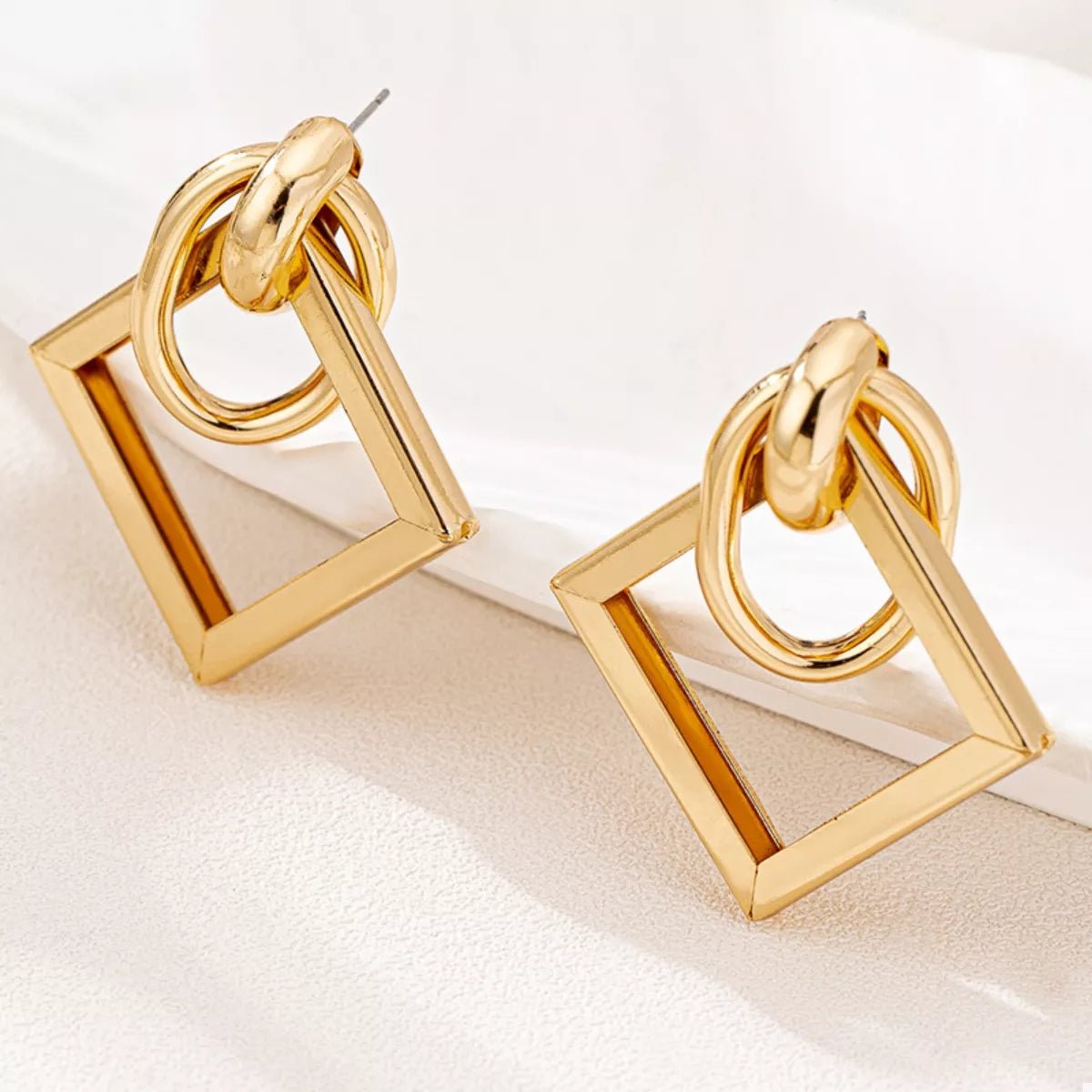 18K Gold - Plated Geometric Square Hoop Earrings - 