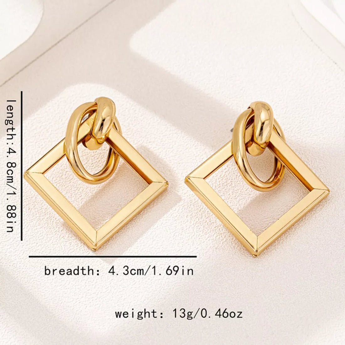 18K Gold - Plated Geometric Square Hoop Earrings - 