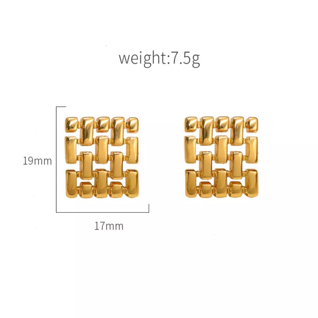 18K Gold - Plated Geometric Stud Earrings - 