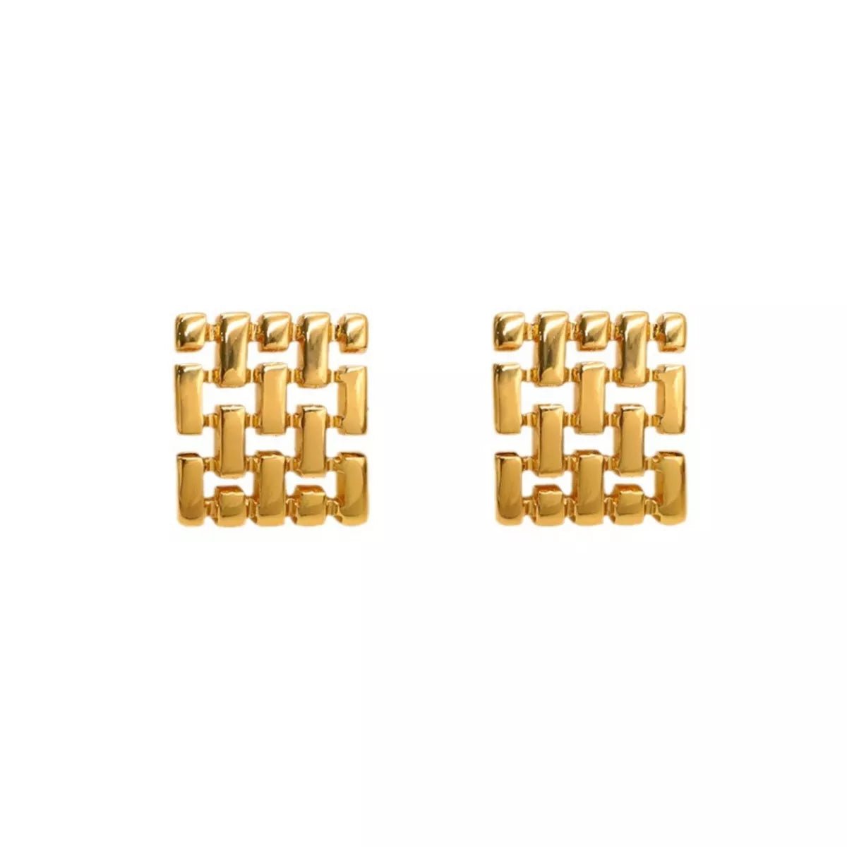 18K Gold - Plated Geometric Stud Earrings - 