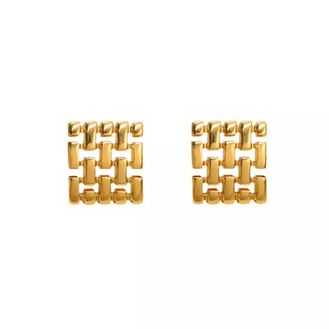 18K Gold - Plated Geometric Stud Earrings - 