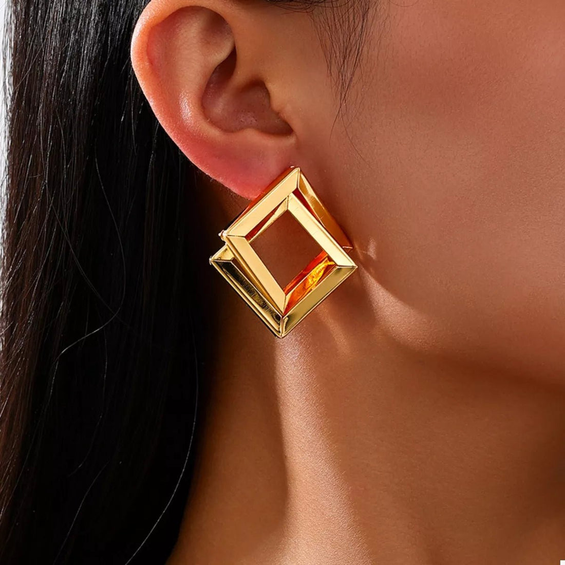 18K Gold - Plated Geometric Stud Earrings - 