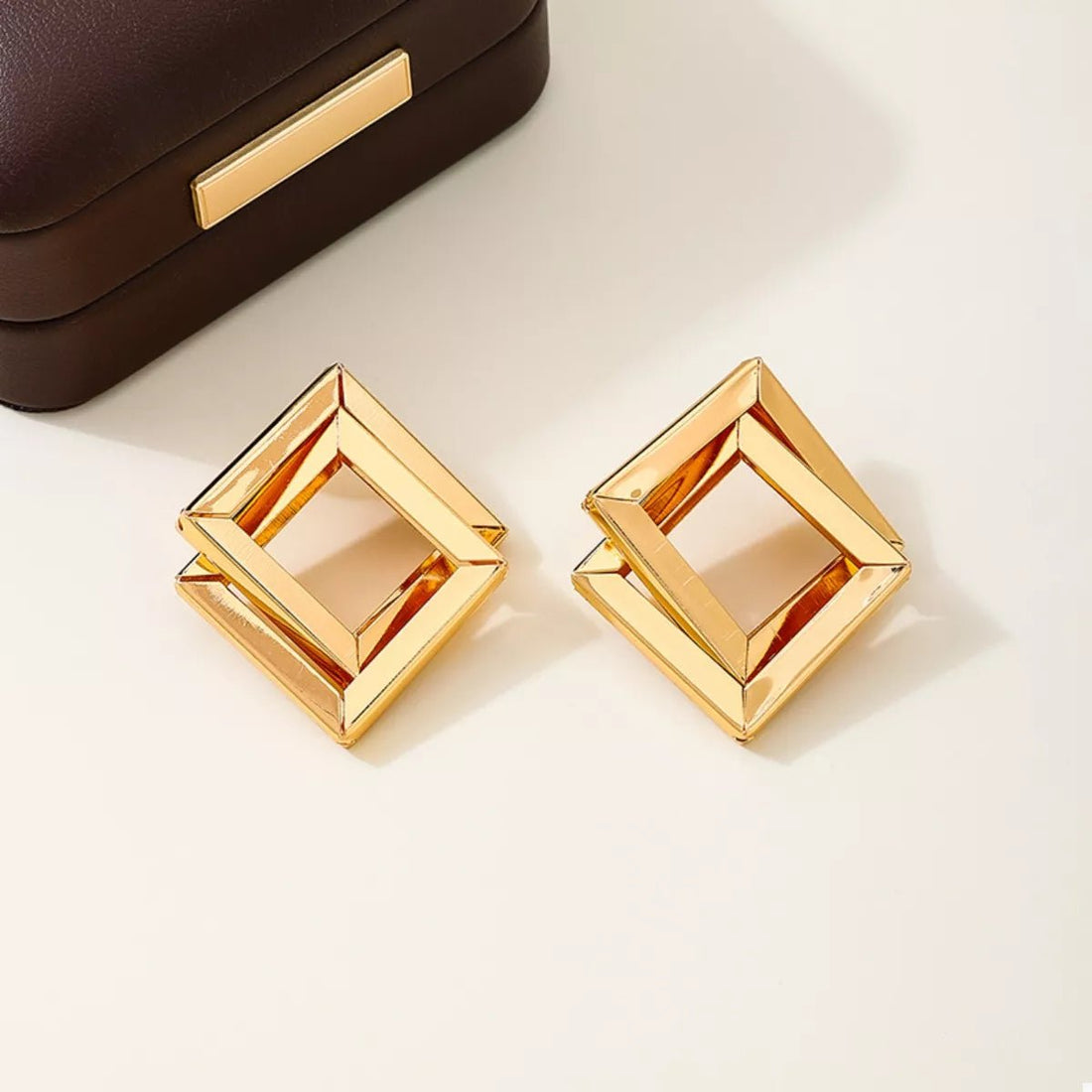 18K Gold - Plated Geometric Stud Earrings - 