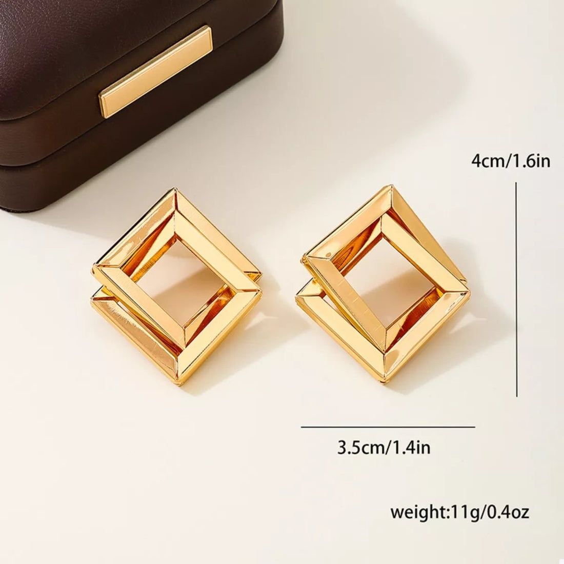 18K Gold - Plated Geometric Stud Earrings - 