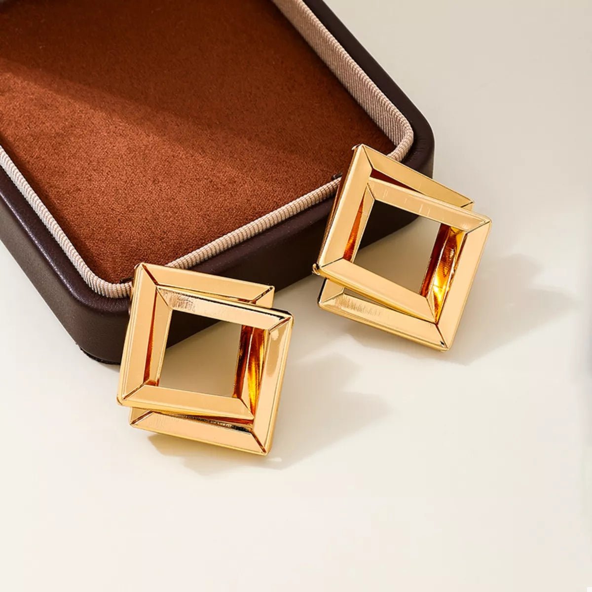 18K Gold - Plated Geometric Stud Earrings - 