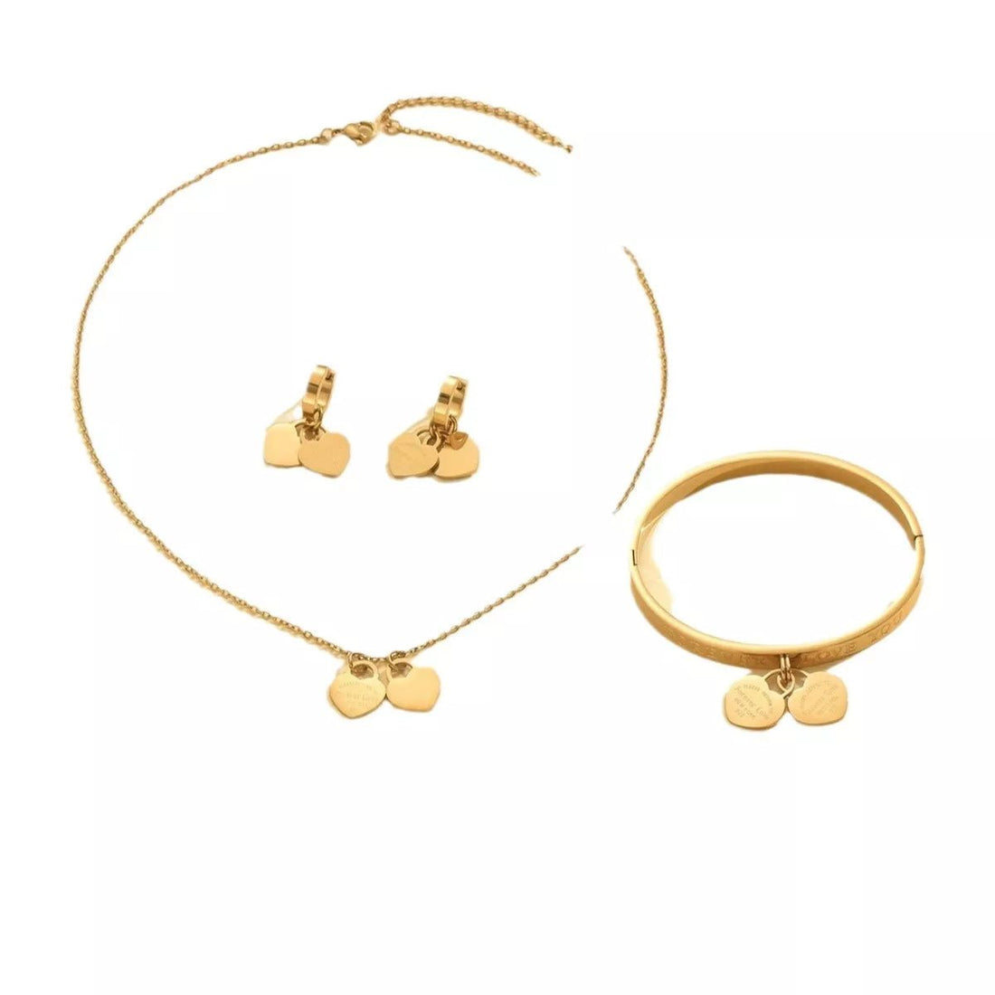 18K Gold - Plated Heart Jewelry Set - 