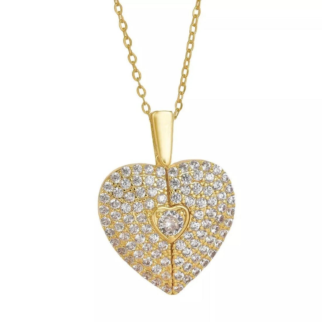 18K Gold - Plated Heart Locket Necklace - 