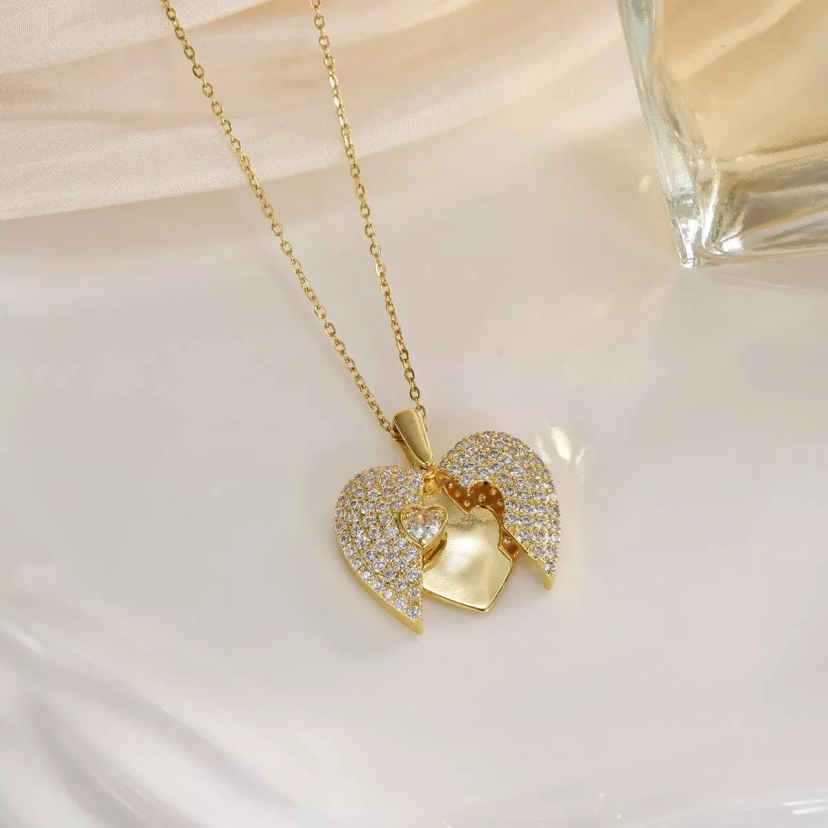 18K Gold - Plated Heart Locket Necklace - 
