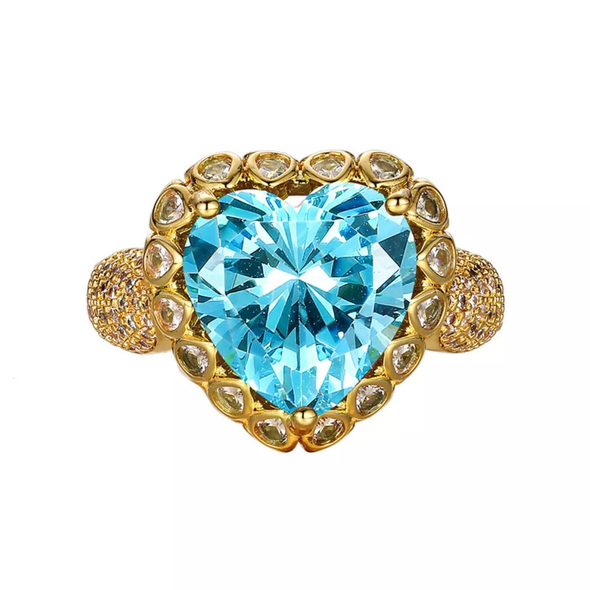 18K Gold - Plated Heart Ring - 
