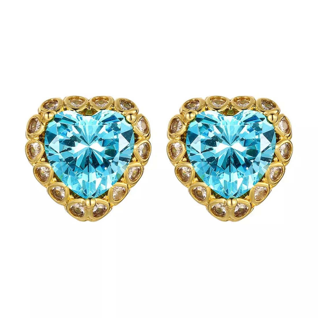 18K Gold - Plated Heart Stud Earrings - 