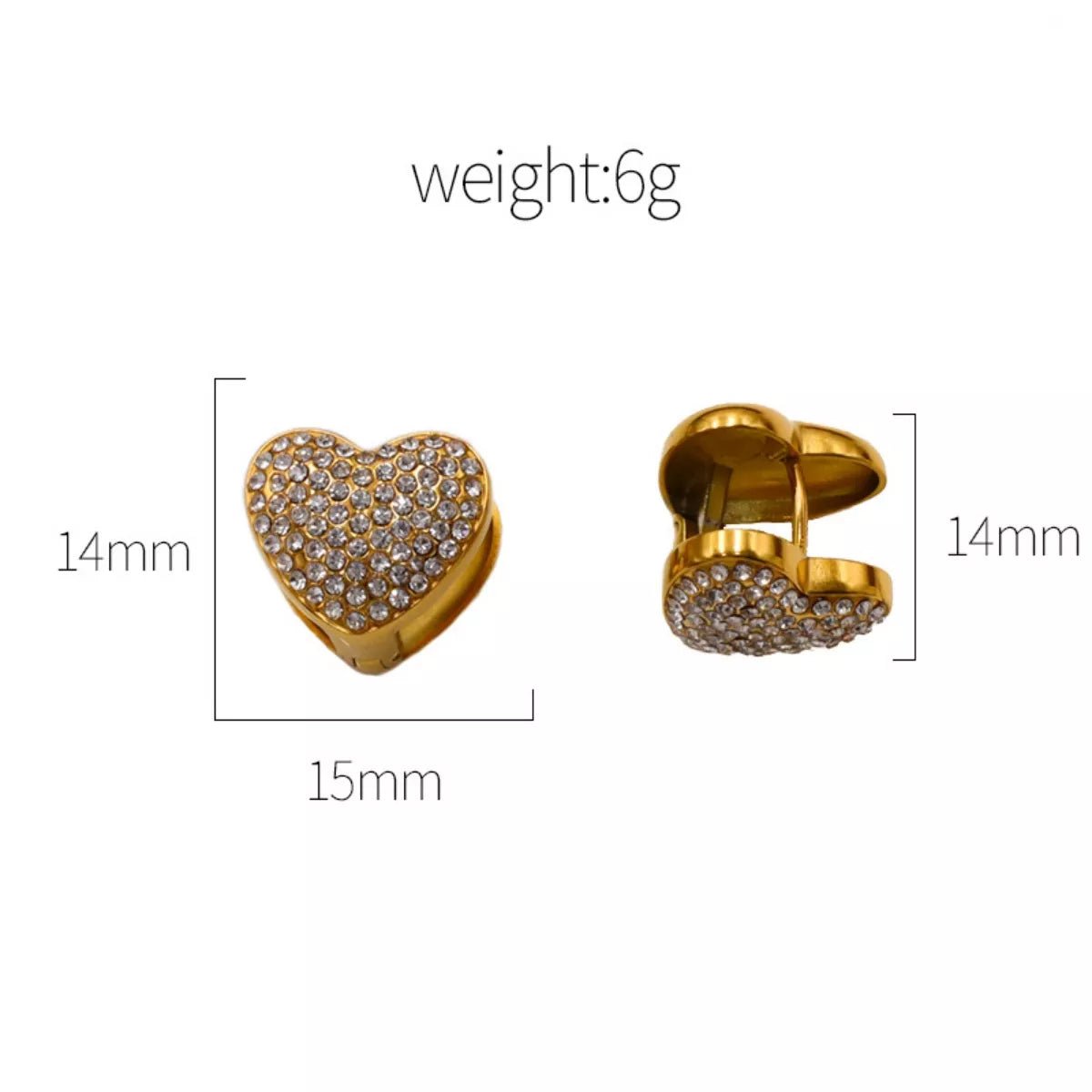18K Gold - Plated Heart Stud Earrings - 