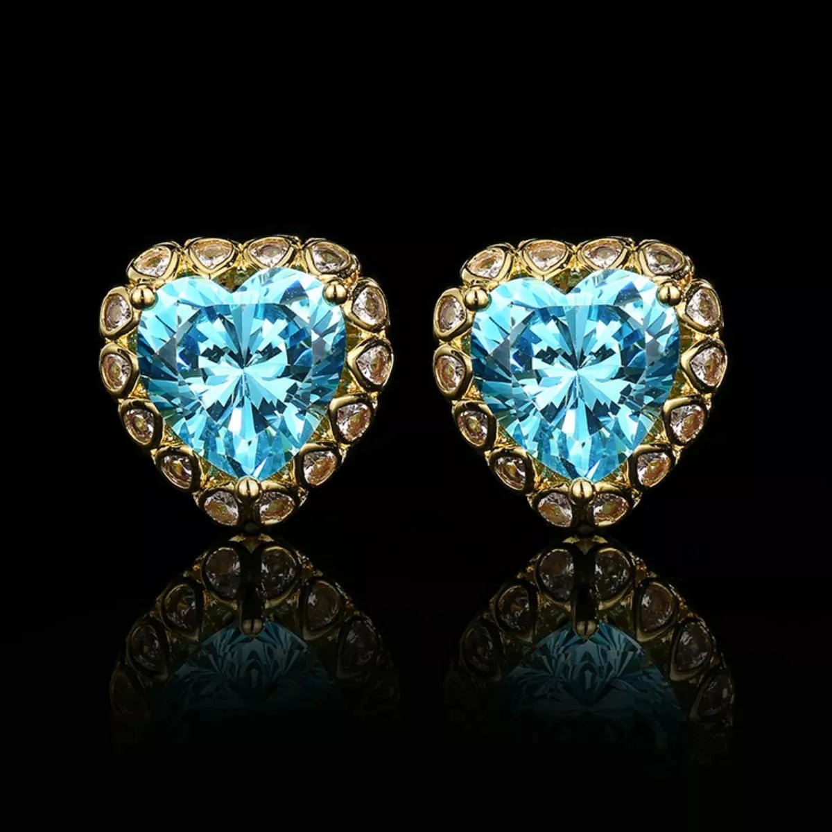 18K Gold - Plated Heart Stud Earrings - 