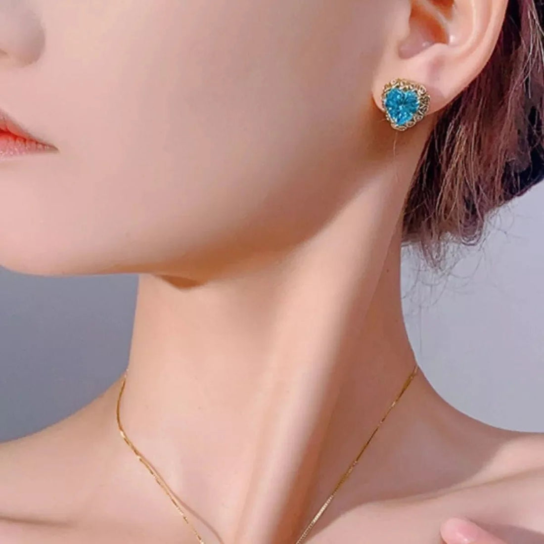 18K Gold - Plated Heart Stud Earrings - 
