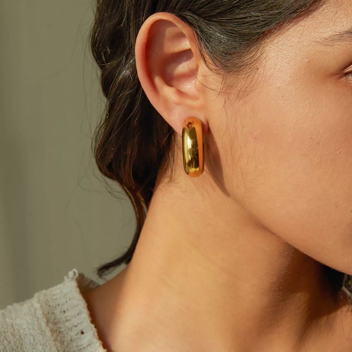18K Gold - Plated Hoop Earrings - 