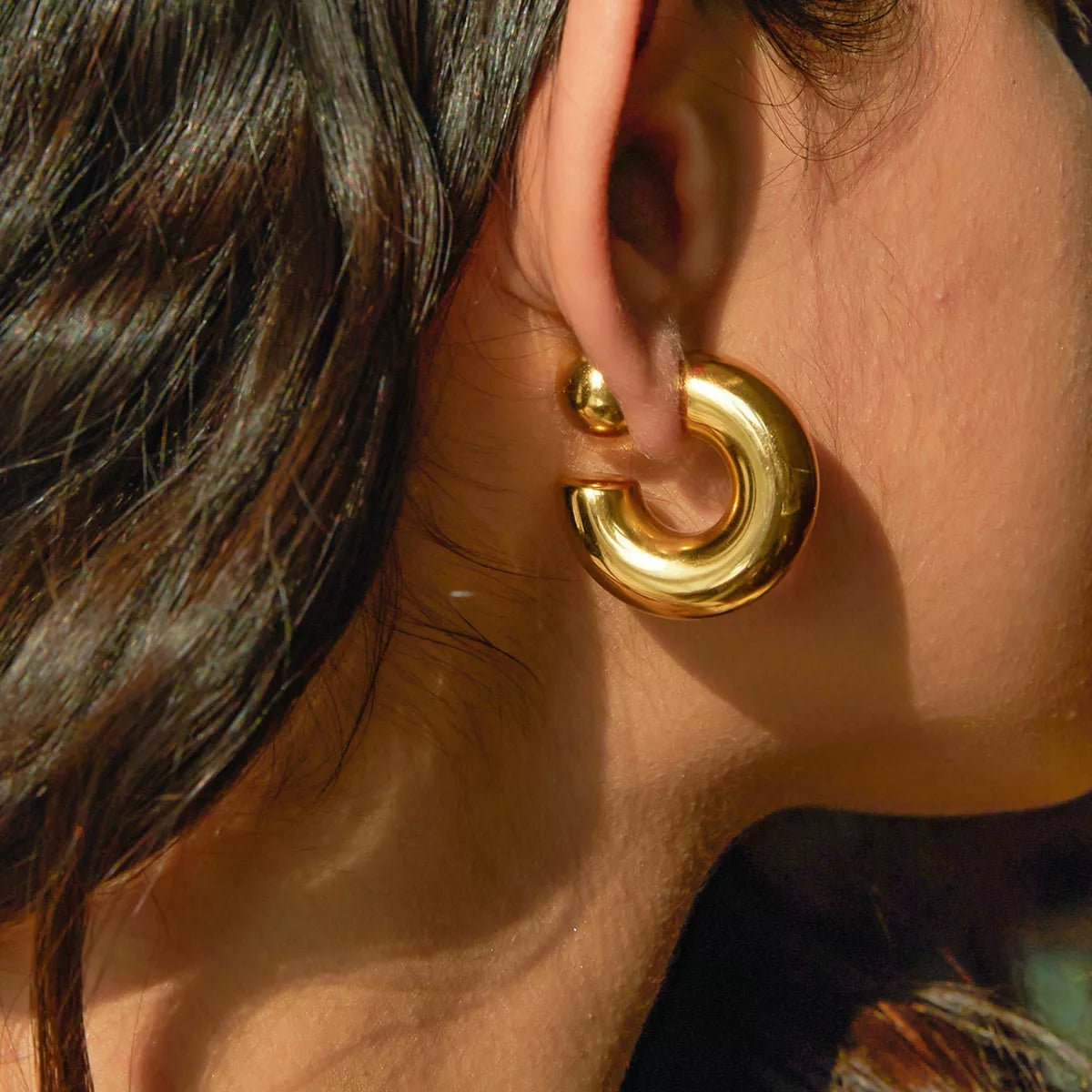 18K Gold - Plated Hoop Earrings - 