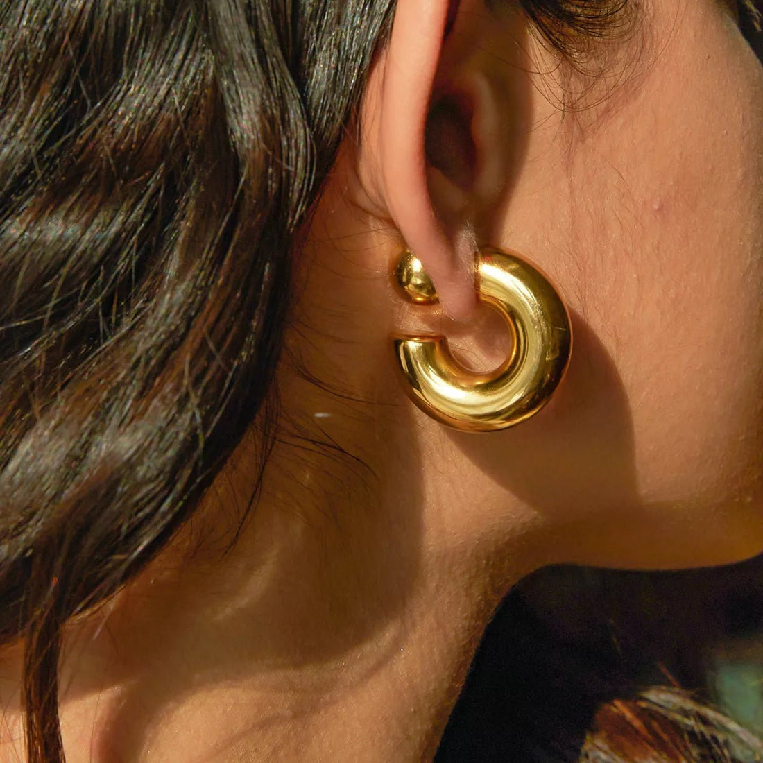 18K Gold - Plated Hoop Earrings - 