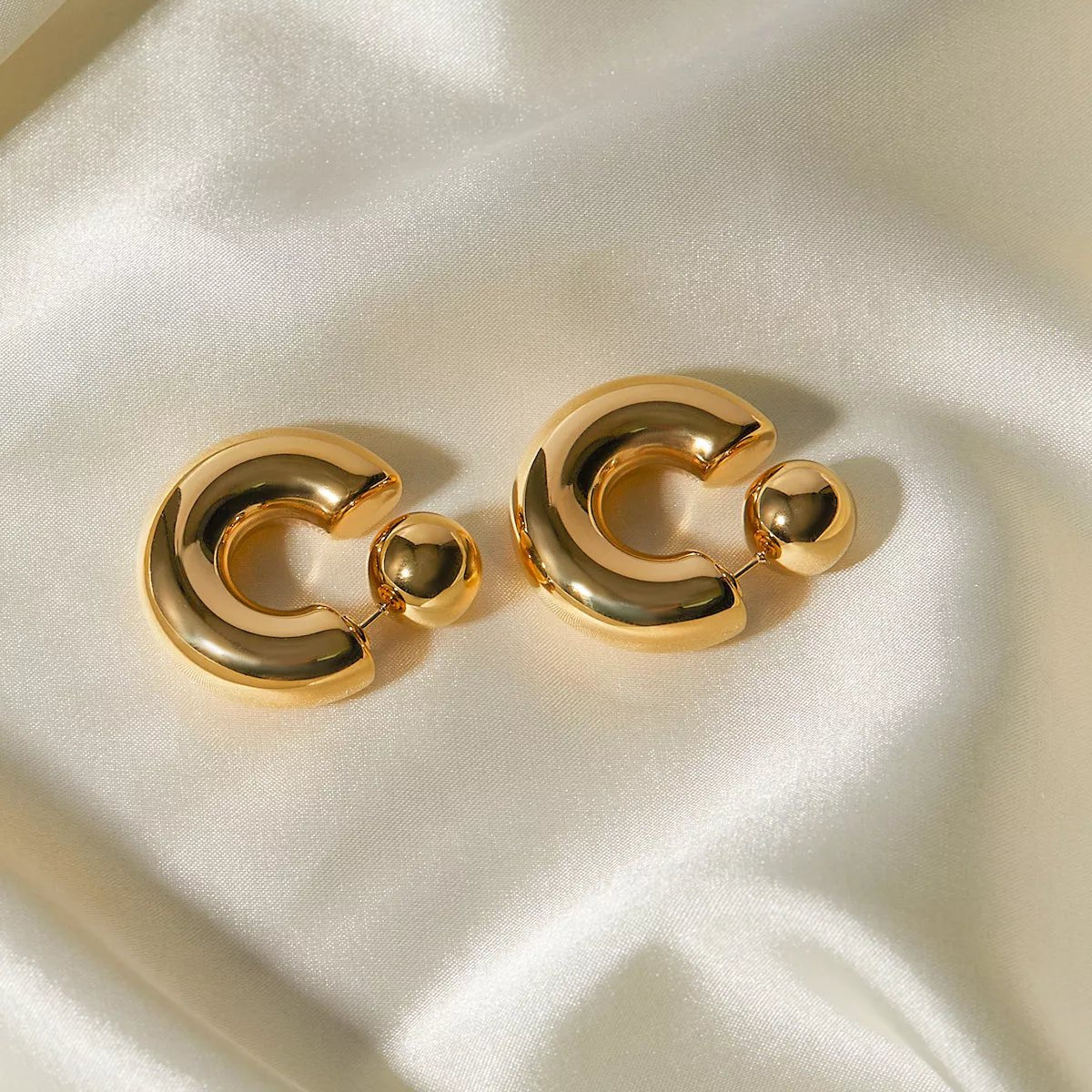 18K Gold - Plated Hoop Earrings - 