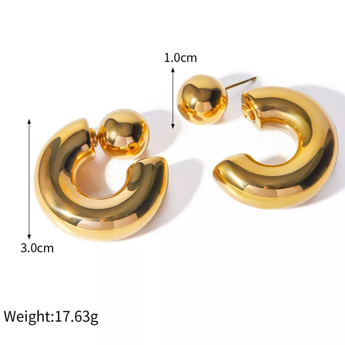 18K Gold - Plated Hoop Earrings - 