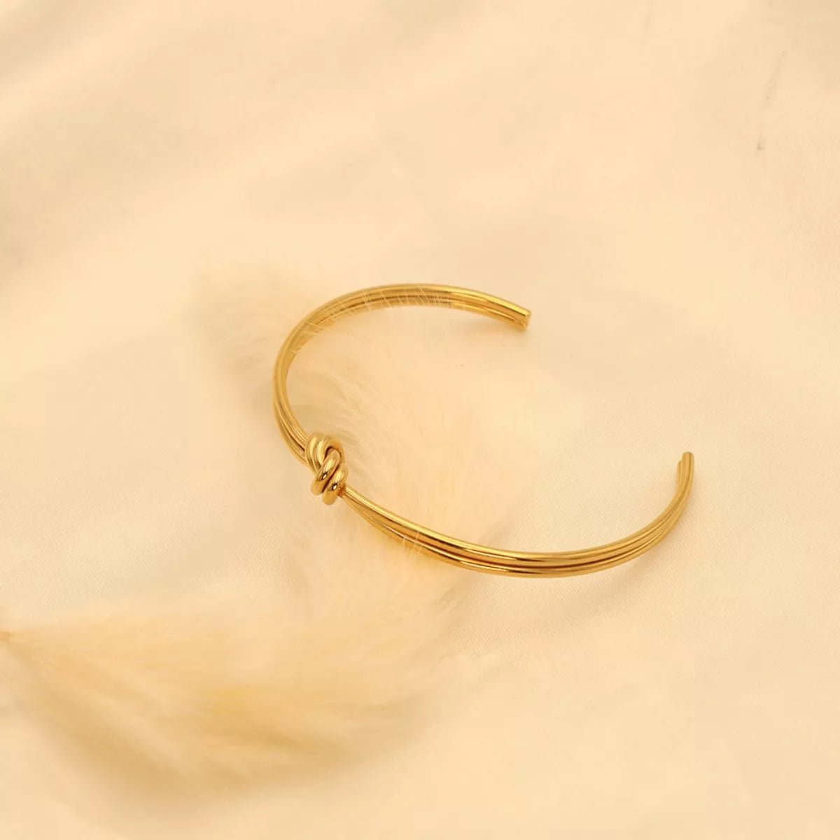 18K Gold - Plated Knot Open Bracelet - 