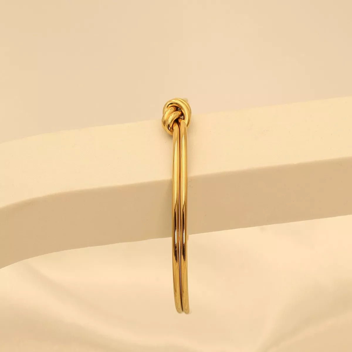 18K Gold - Plated Knot Open Bracelet - 