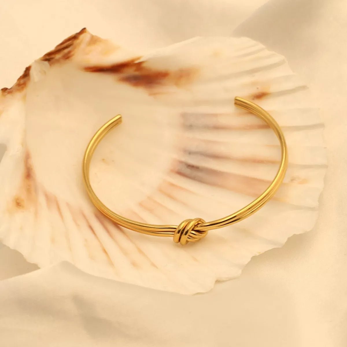 18K Gold - Plated Knot Open Bracelet - 
