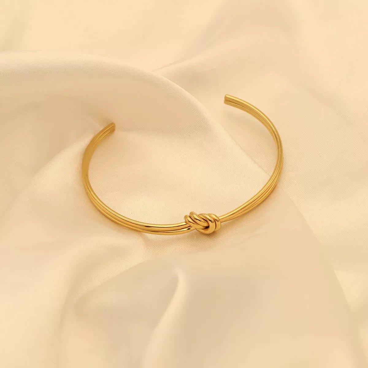 18K Gold - Plated Knot Open Bracelet - 