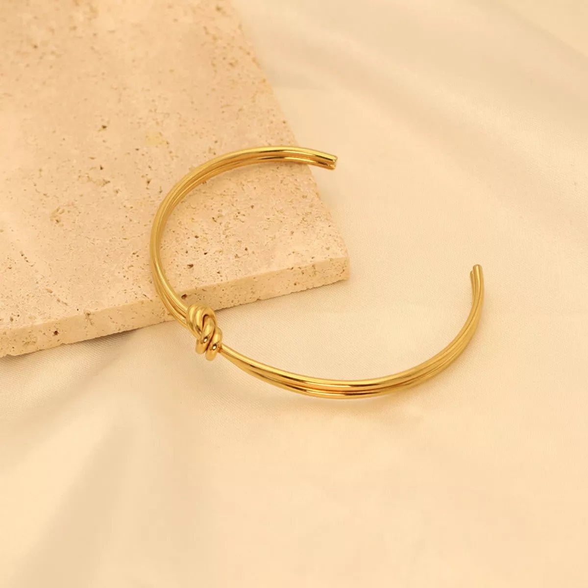 18K Gold - Plated Knot Open Bracelet - 