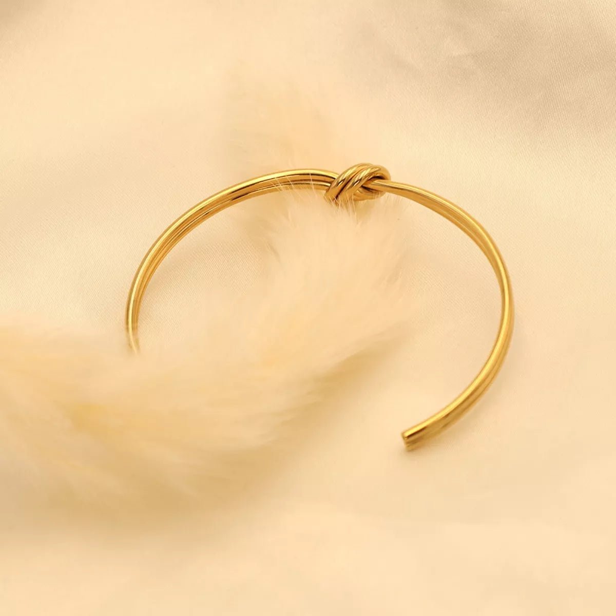 18K Gold - Plated Knot Open Bracelet - 