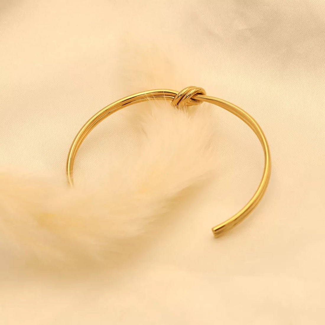 18K Gold - Plated Knot Open Bracelet - 