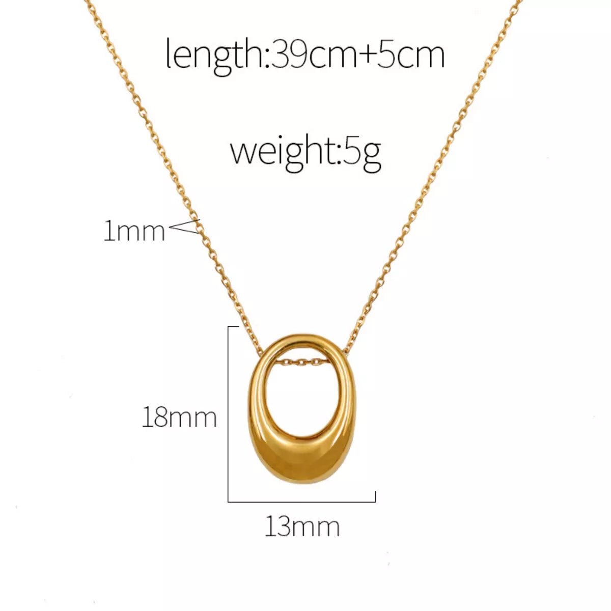 18K Gold - Plated Oval Pendant Necklace - 