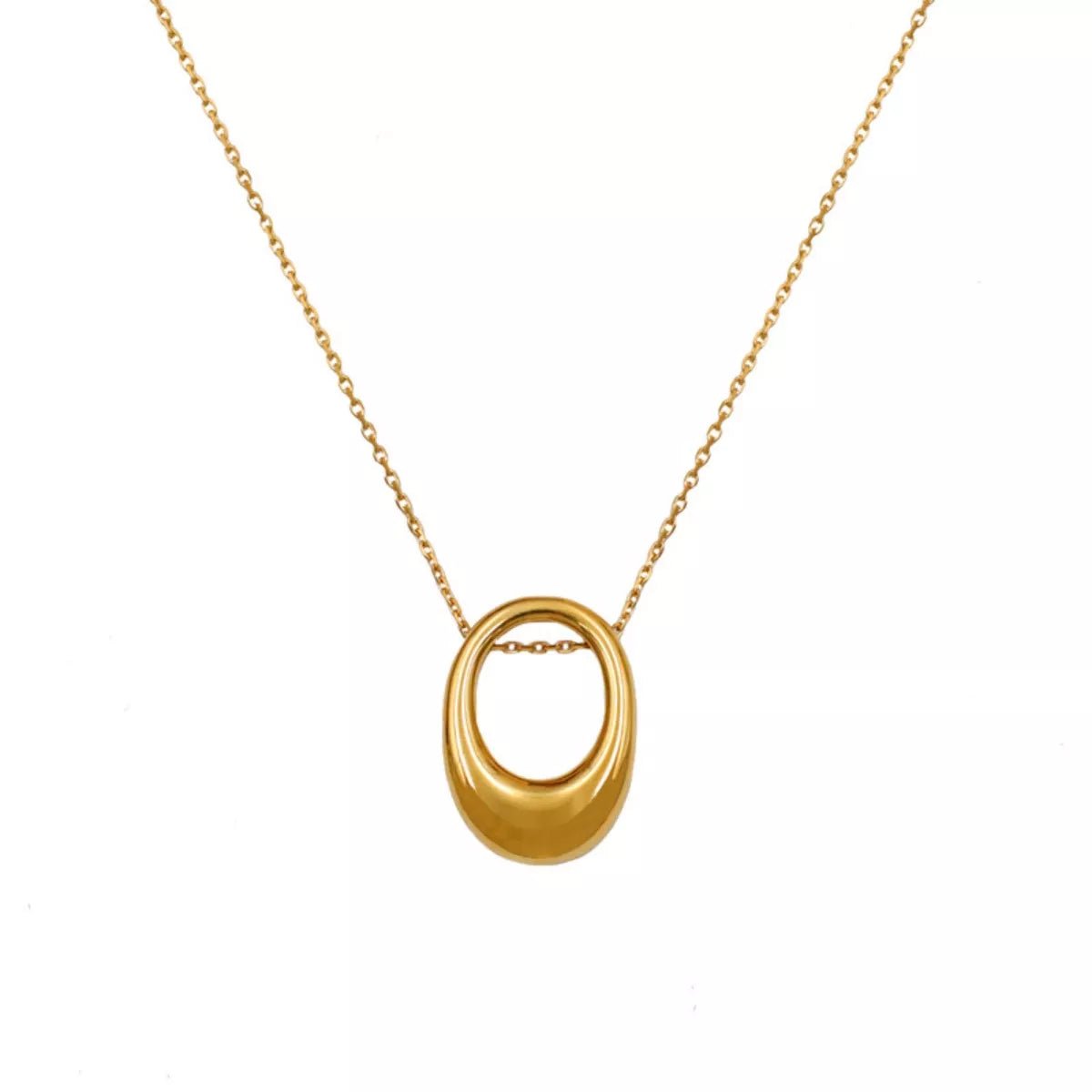 18K Gold - Plated Oval Pendant Necklace - 