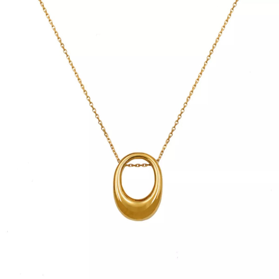 18K Gold - Plated Oval Pendant Necklace - 