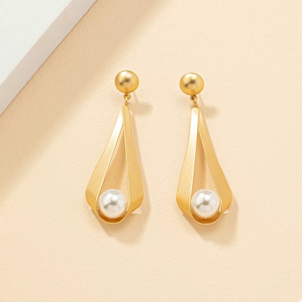 18K Gold - Plated Pearl Drop Earrings - 