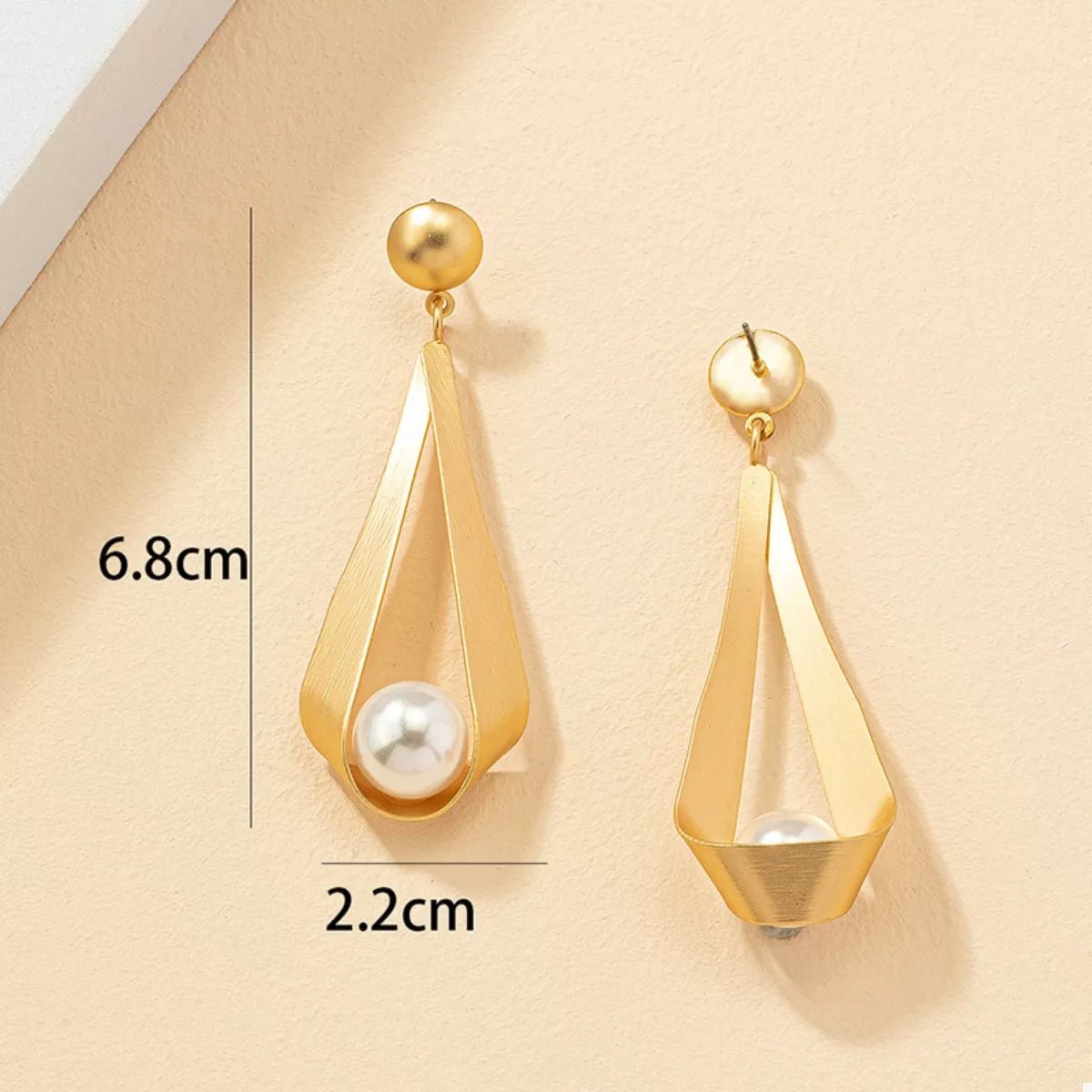 18K Gold - Plated Pearl Drop Earrings - 