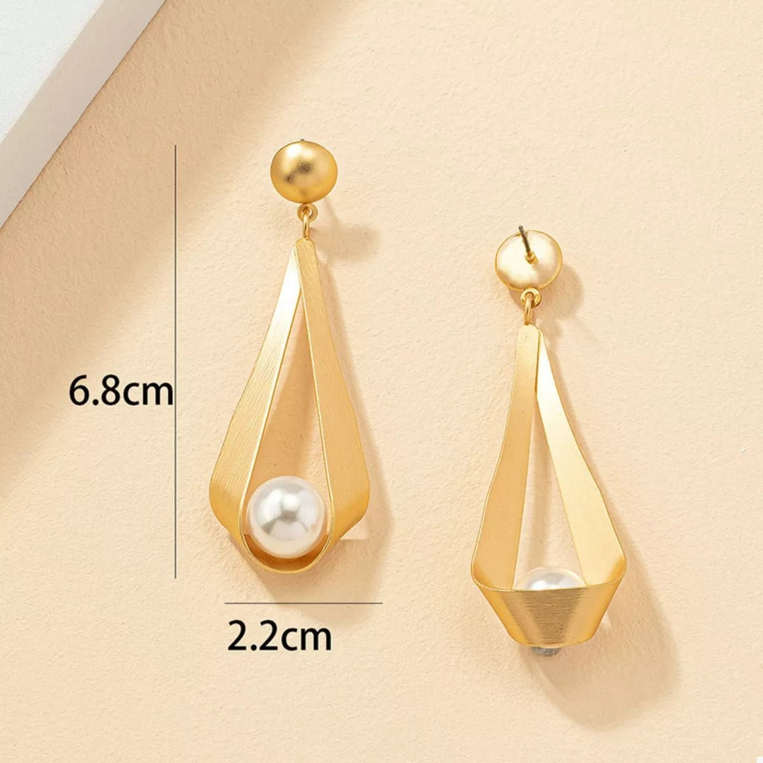 18K Gold - Plated Pearl Drop Earrings - 