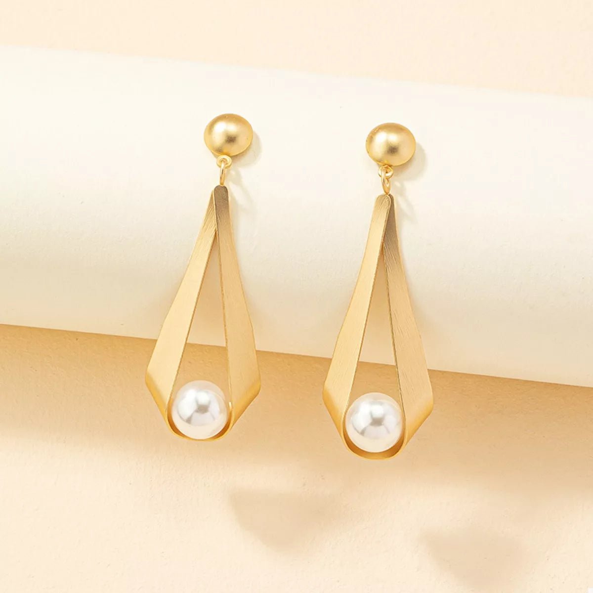 18K Gold - Plated Pearl Drop Earrings - 