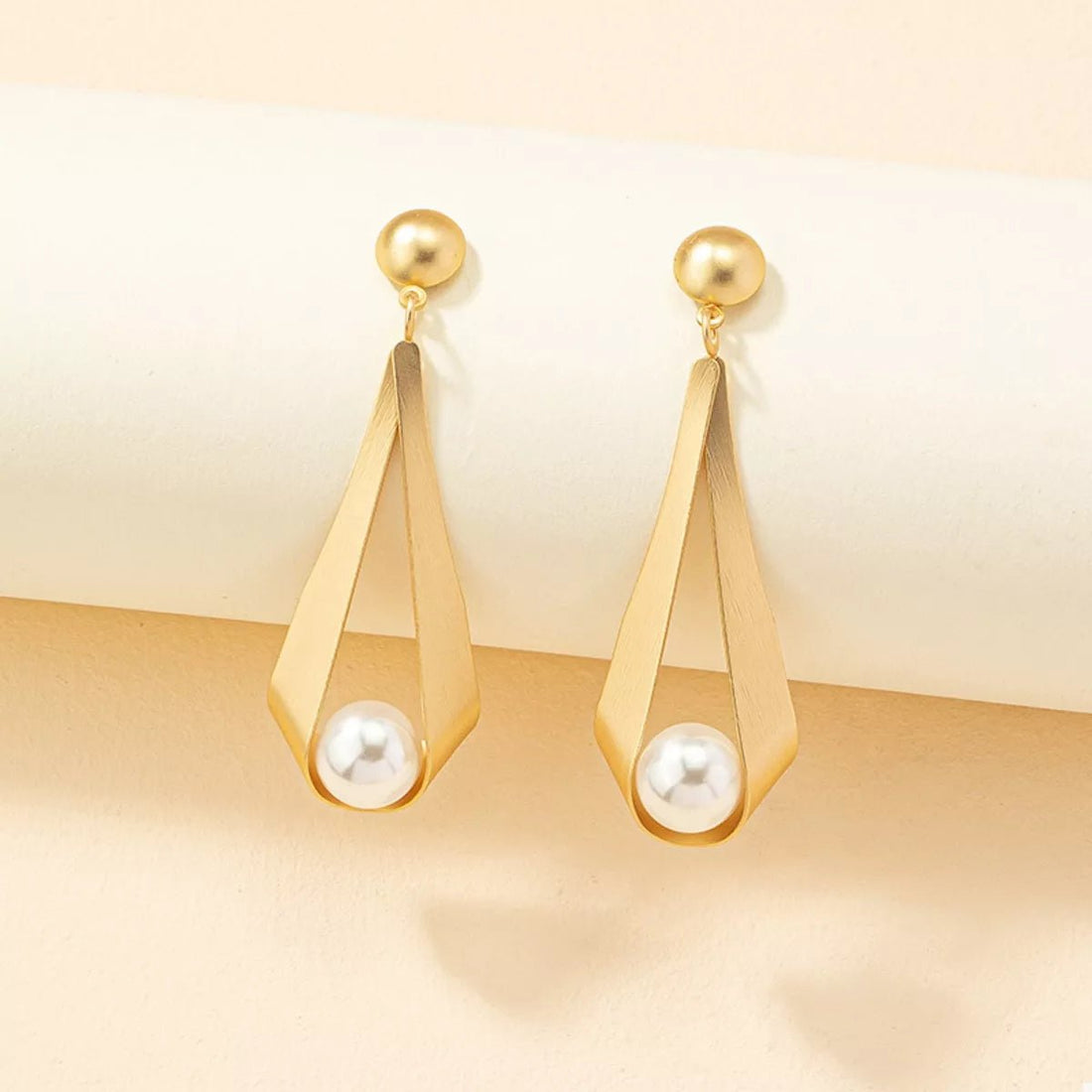 18K Gold - Plated Pearl Drop Earrings - 