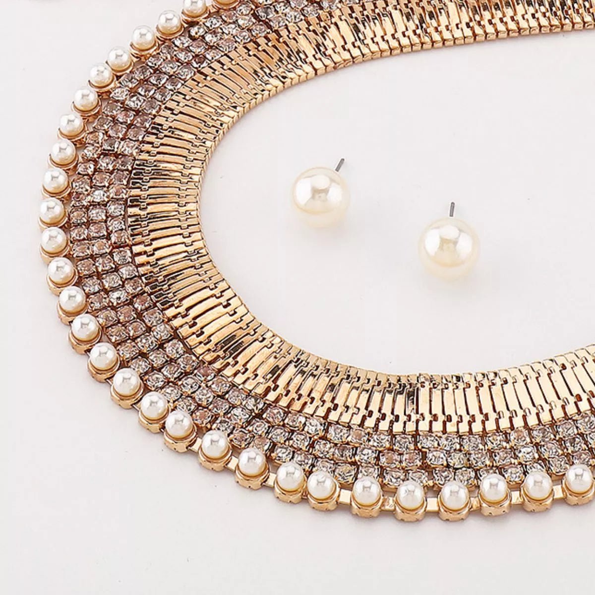 18K Gold - Plated Pearl Earrings & Necklace Set - 