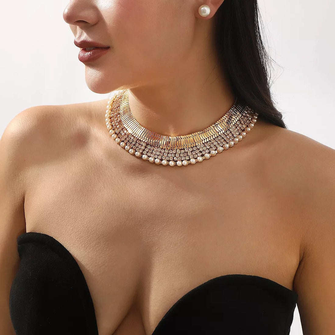 18K Gold - Plated Pearl Earrings & Necklace Set - 