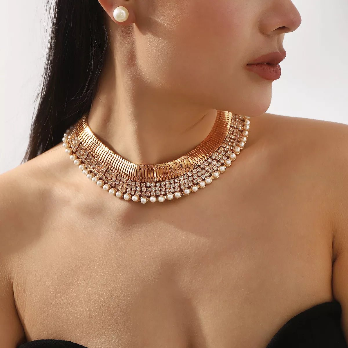 18K Gold - Plated Pearl Earrings & Necklace Set - 
