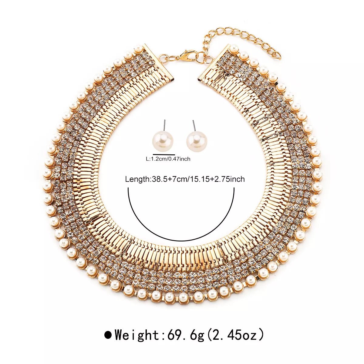18K Gold - Plated Pearl Earrings & Necklace Set - 