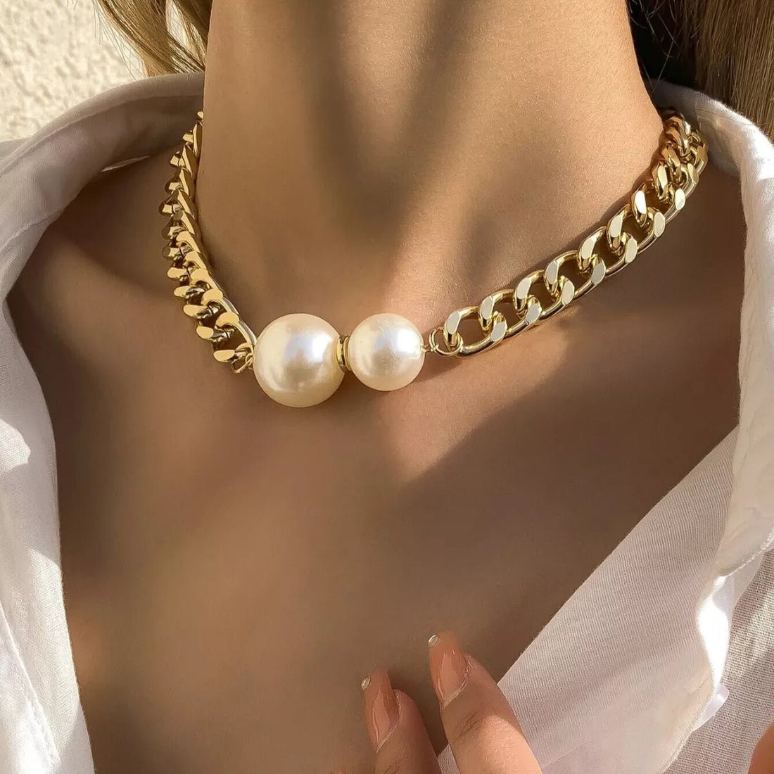 18K Gold - Plated Pearl Necklace - 
